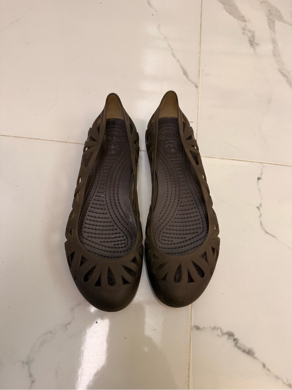 CROCS Women's Brown Cutout Ballet Flats